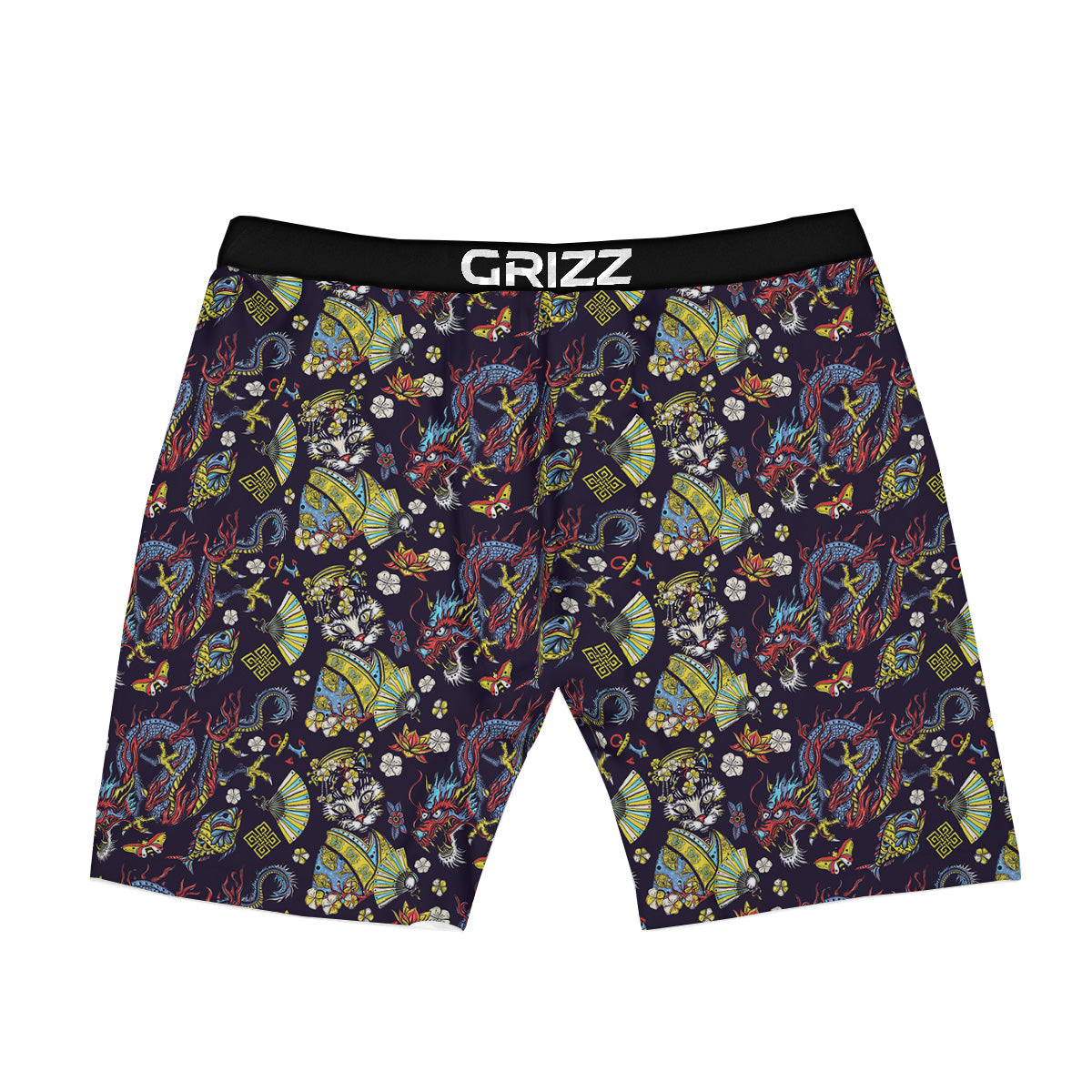 Japanese Dragons And Cat Tattoo Print Pattern Boxer Briefs-grizzshop