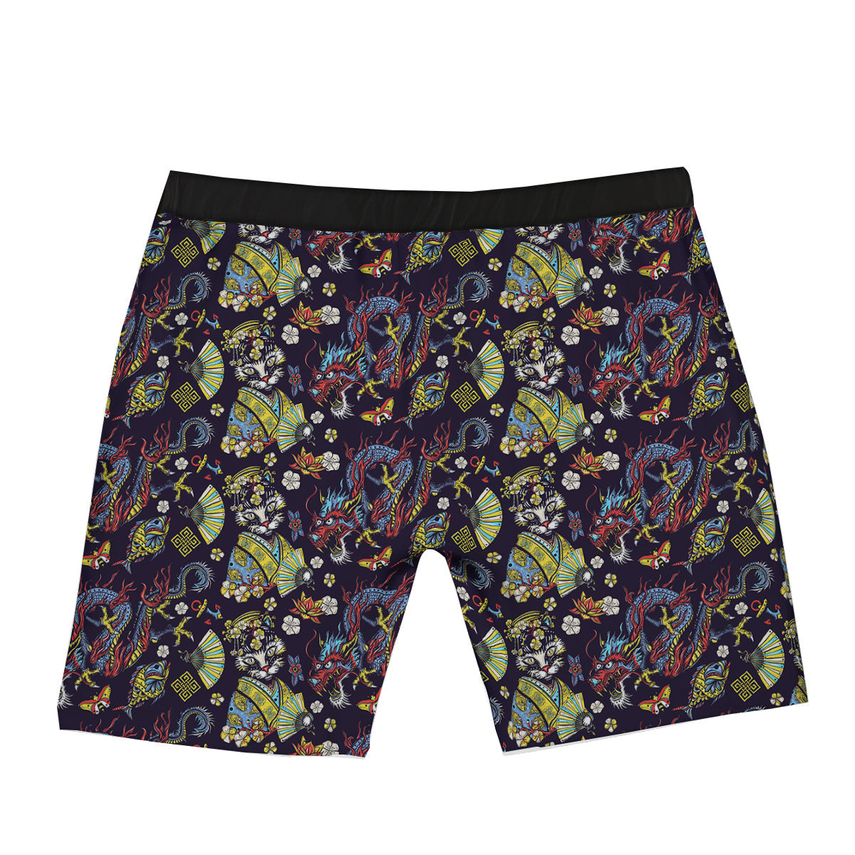 Japanese Dragons And Cat Tattoo Print Pattern Boxer Briefs-grizzshop