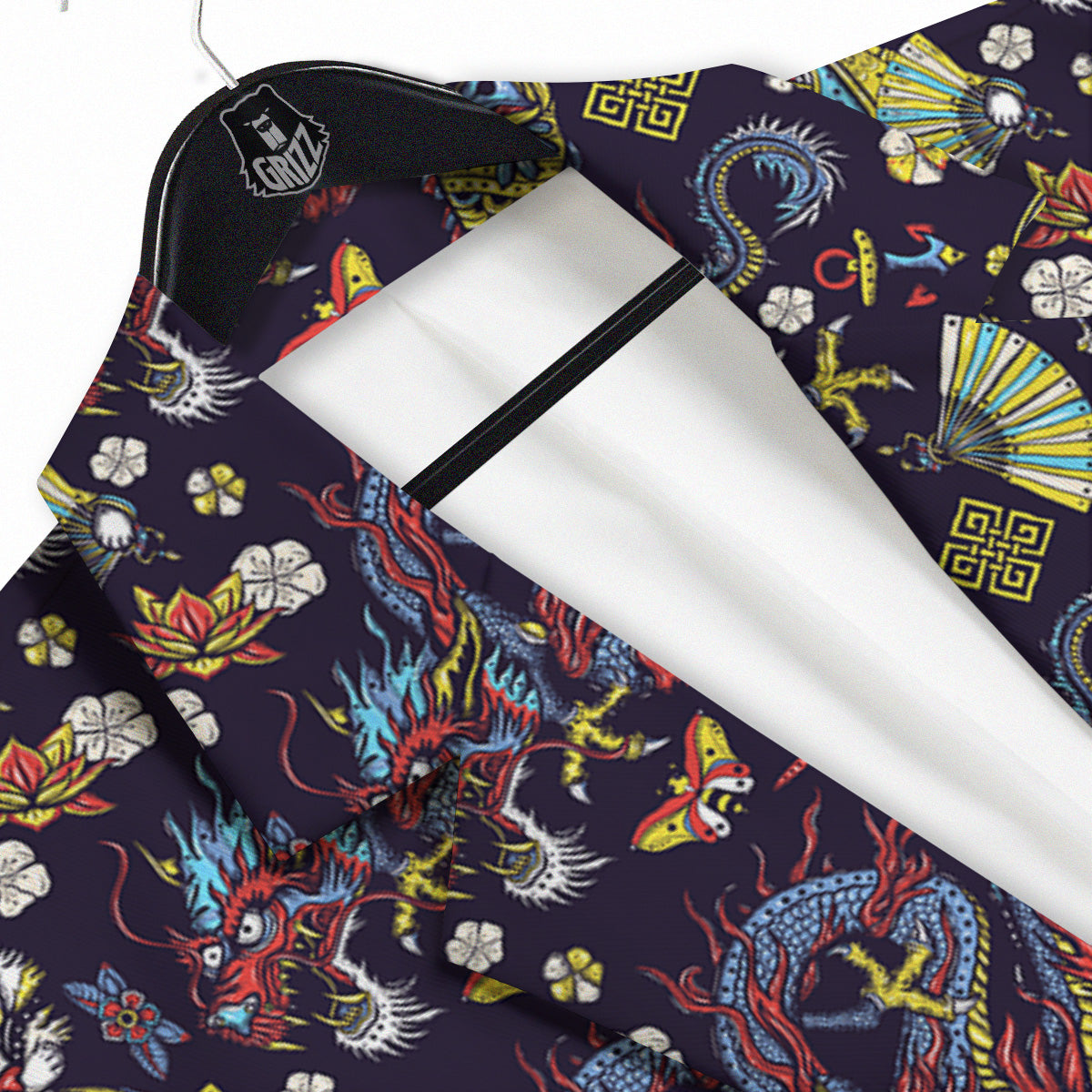 Japanese Dragons And Cat Tattoo Print Pattern Men's Sport Coat-grizzshop