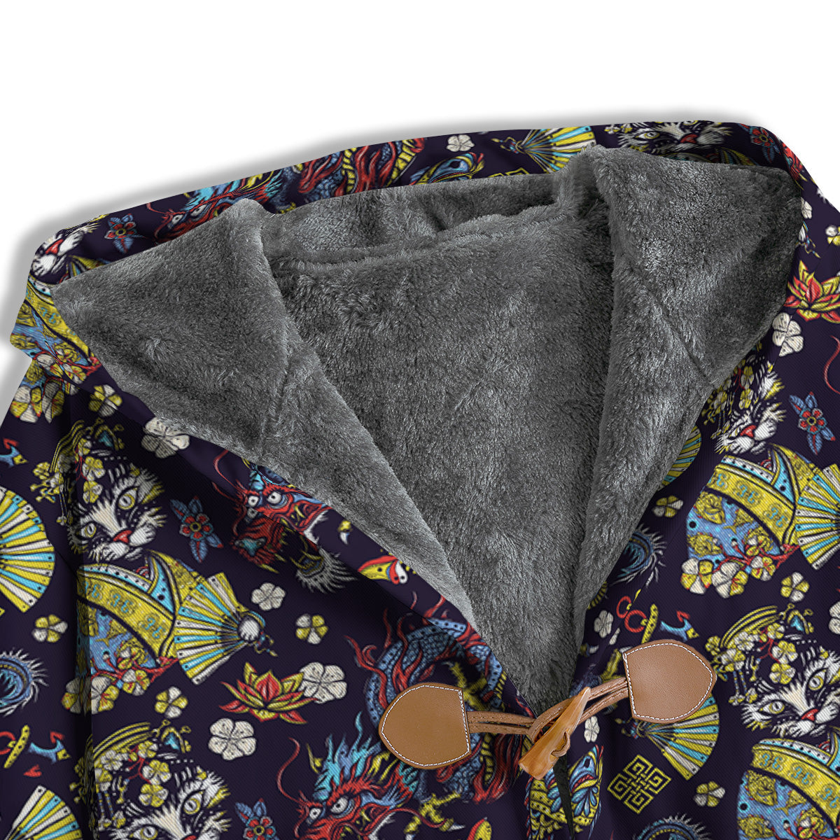 Japanese Dragons And Cat Tattoo Print Pattern Men's Windbreaker Jacket-grizzshop