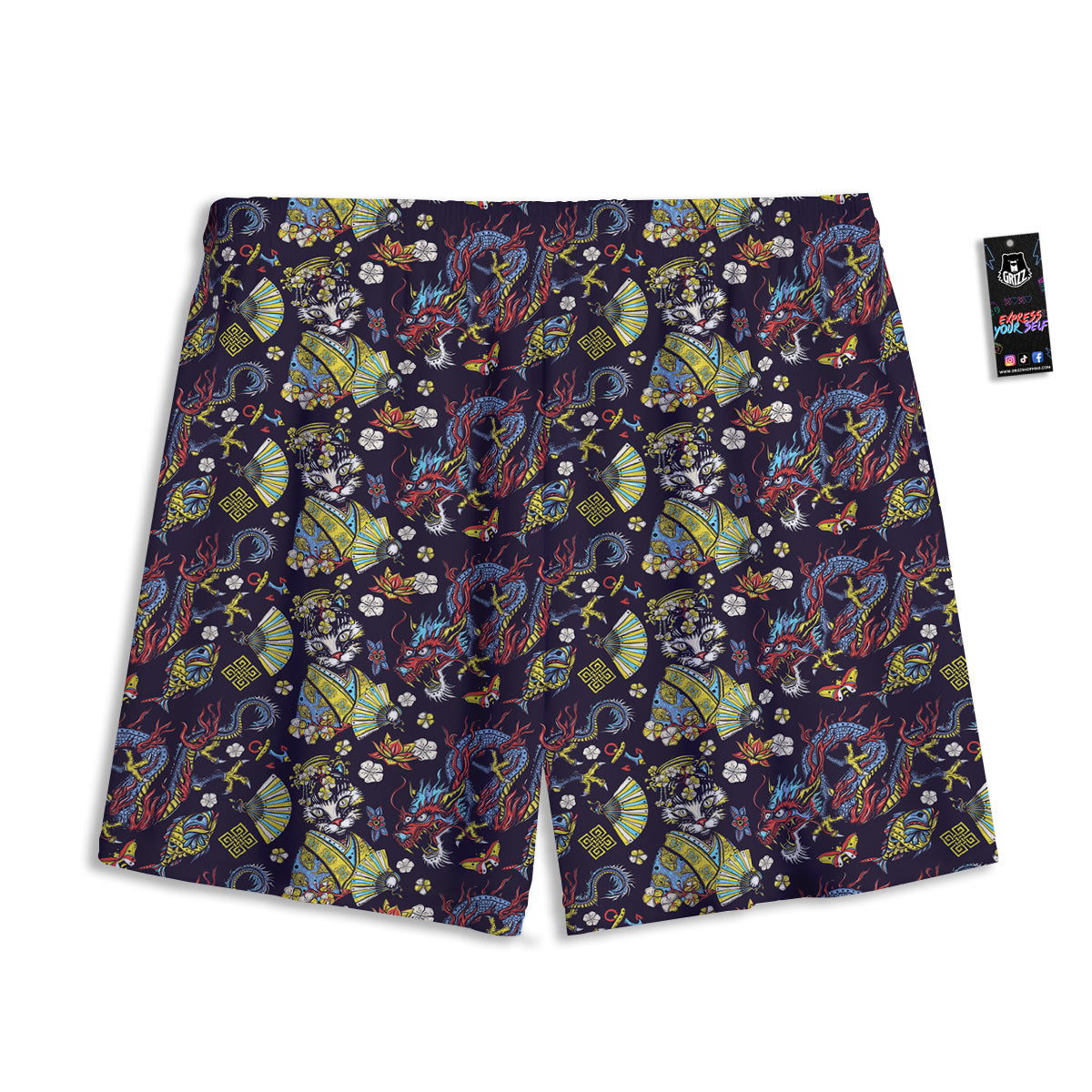 Monster Graffiti Characters Print Mesh Shorts