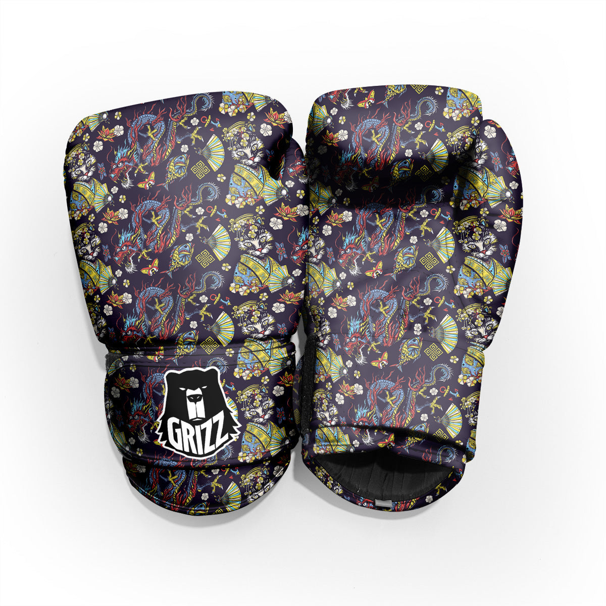 Japanese Dragons And Cat Tattoo Print Pattern Pro Boxing Glove