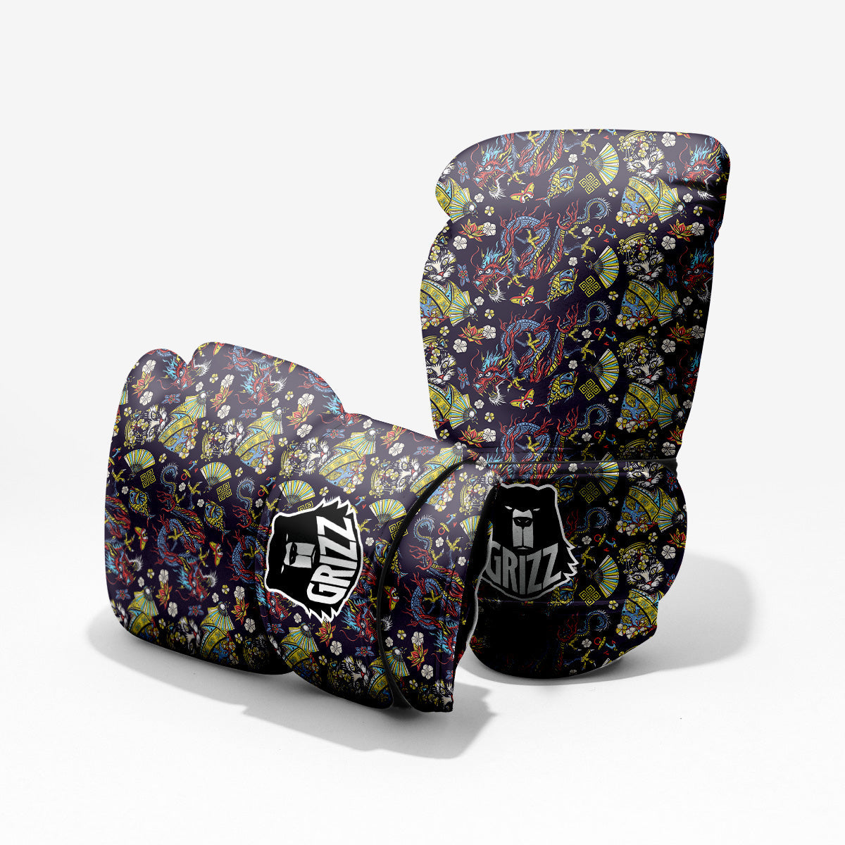 Japanese Dragons And Cat Tattoo Print Pattern Pro Boxing Glove