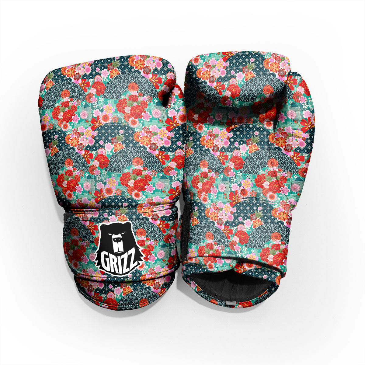 Japanese Flower Colorful Print Pattern Colorful Pro Boxing Glove
