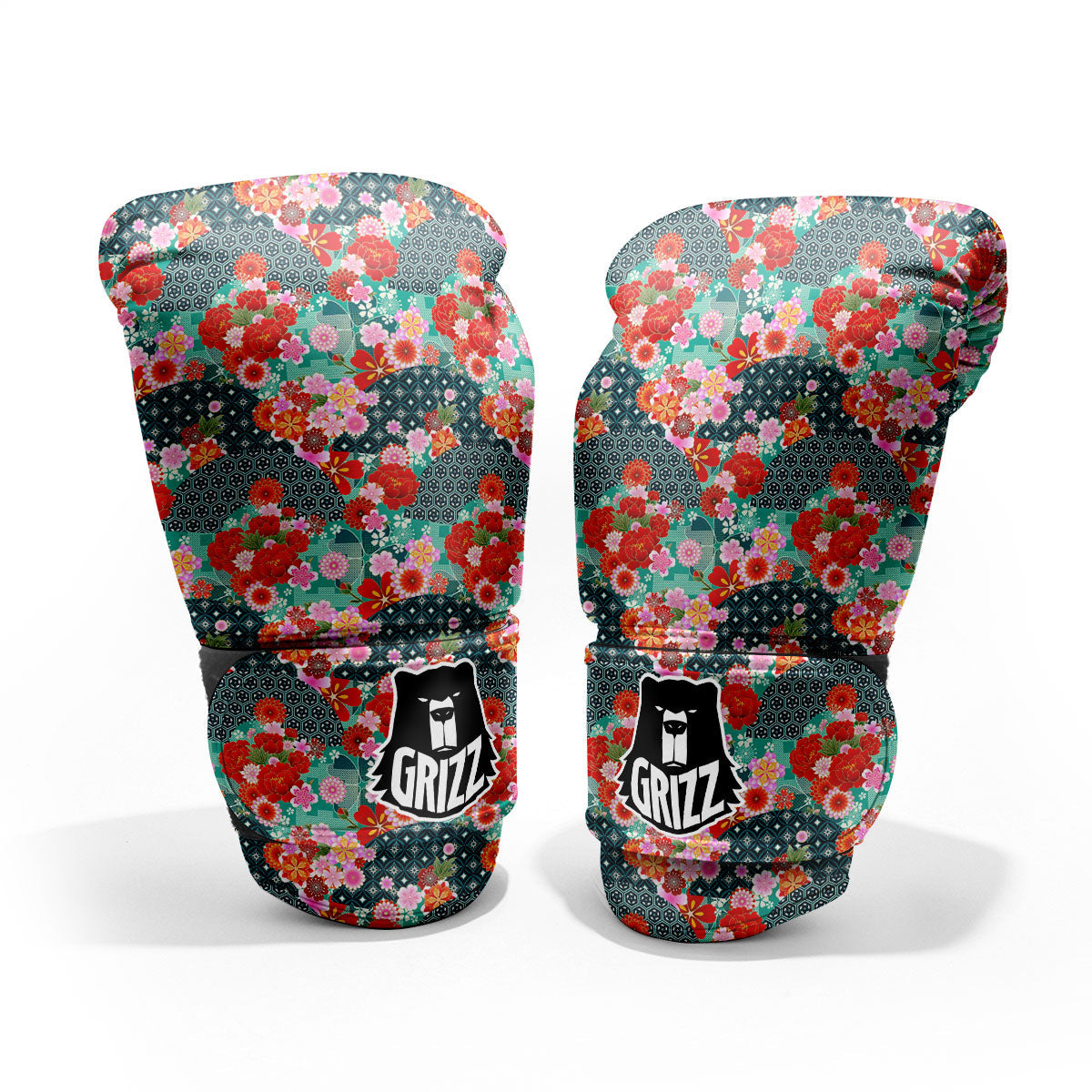 Japanese Flower Colorful Print Pattern Colorful Pro Boxing Glove