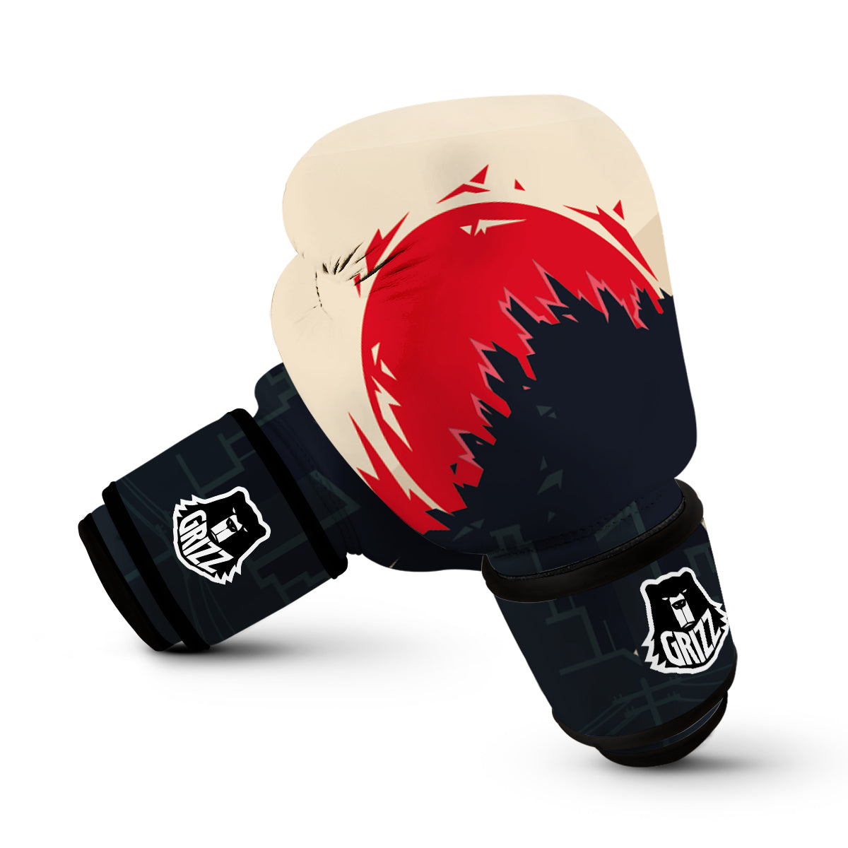 Japanese Godzilla Print Boxing Gloves-grizzshop