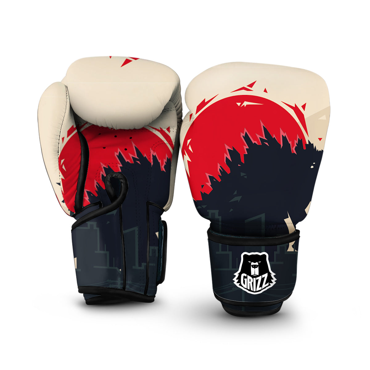 Japanese Godzilla Print Boxing Gloves-grizzshop