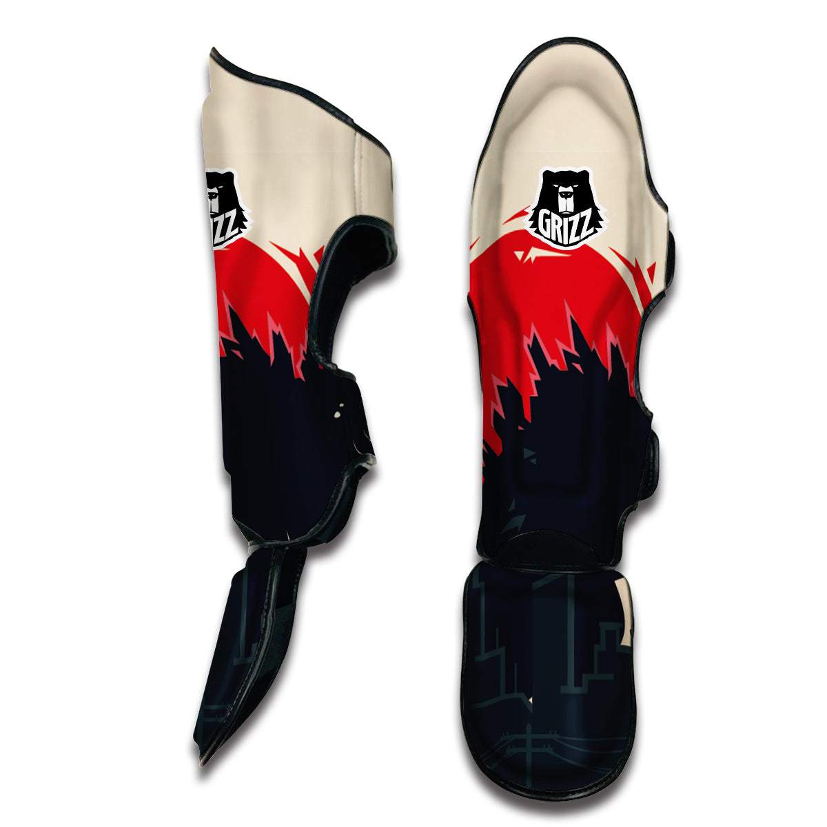 Japanese Godzilla Print Muay Thai Shin Guards-grizzshop