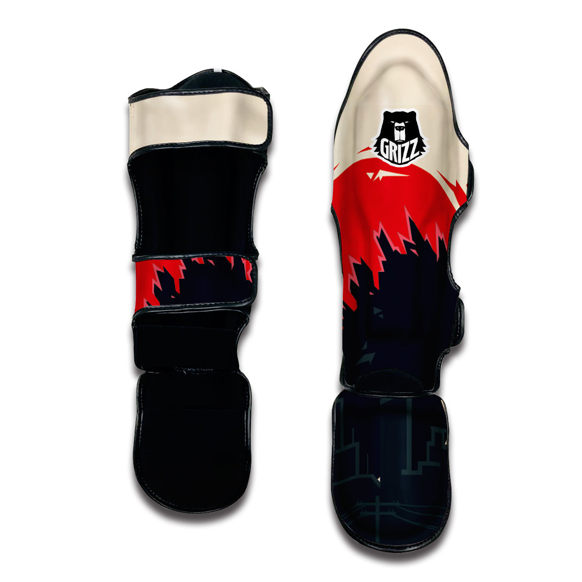 Japanese Godzilla Print Muay Thai Shin Guards-grizzshop