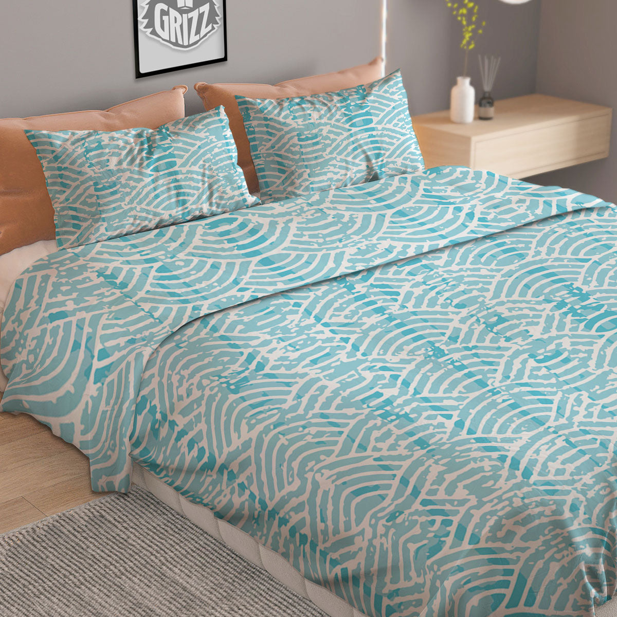 Japanese Great Wave Ancient Print Duvet Cover Bedding Set