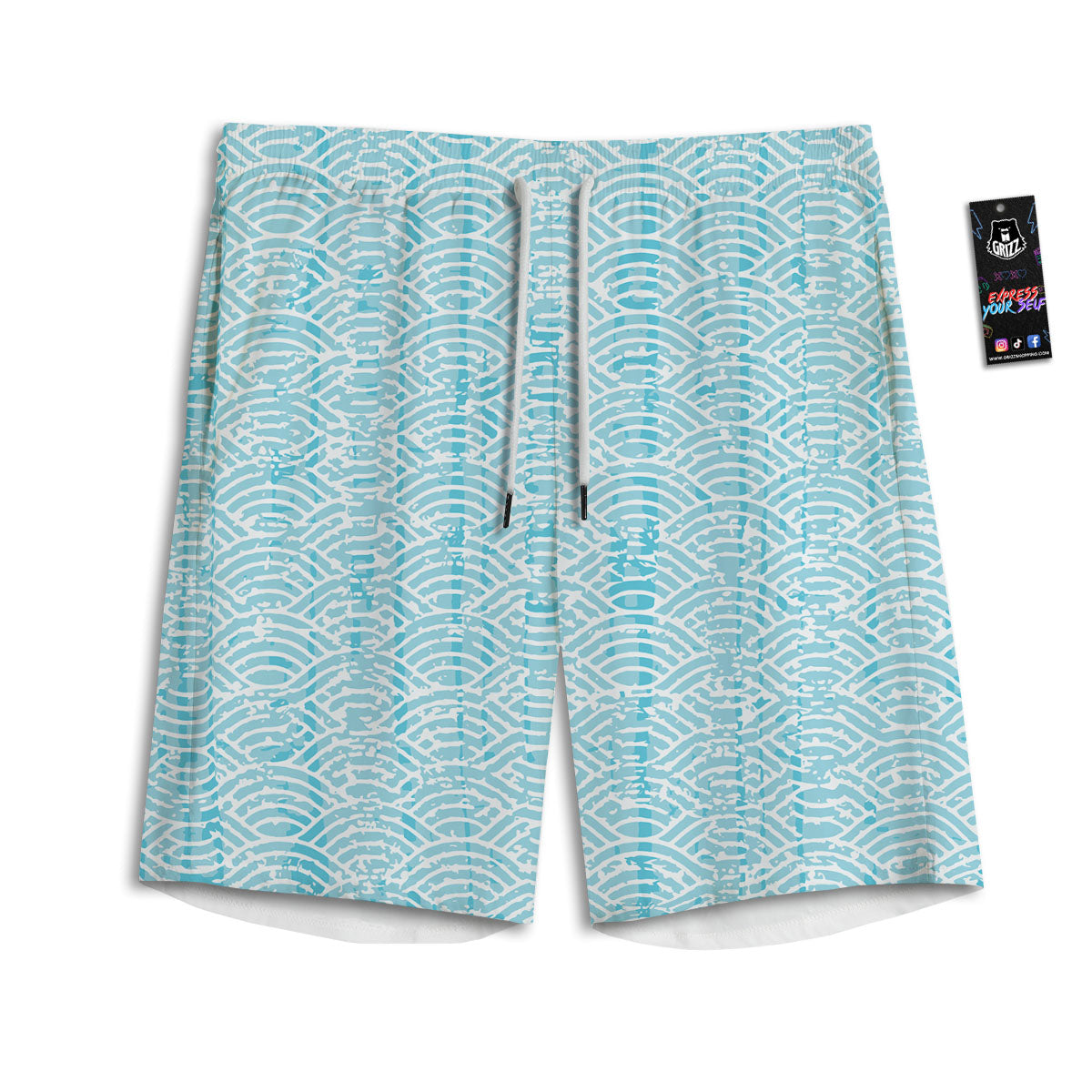 Japanese Great Wave Ancient Print Men's Athletic Shorts