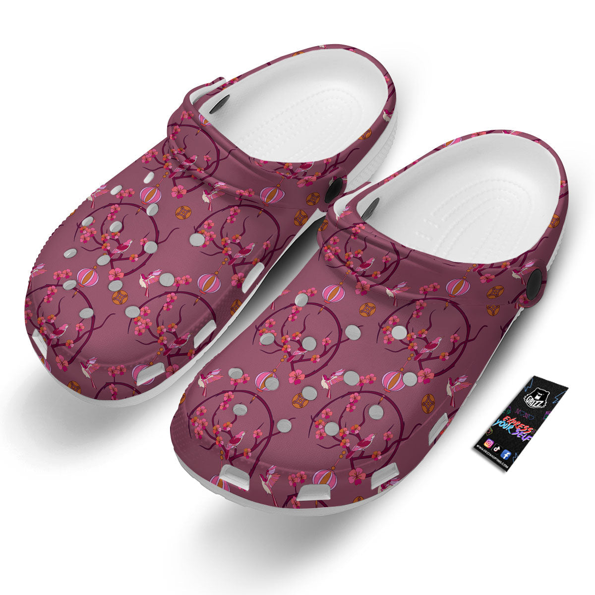 Japanese Lantern Pink Print Pattern Clog-grizzshop