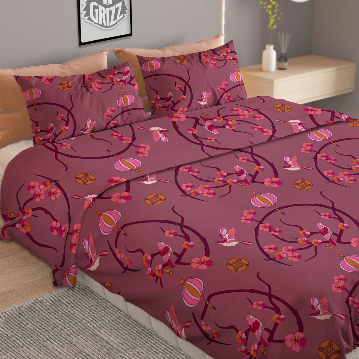 Japanese Vintage Print Pattern Duvet Cover Bedding Set