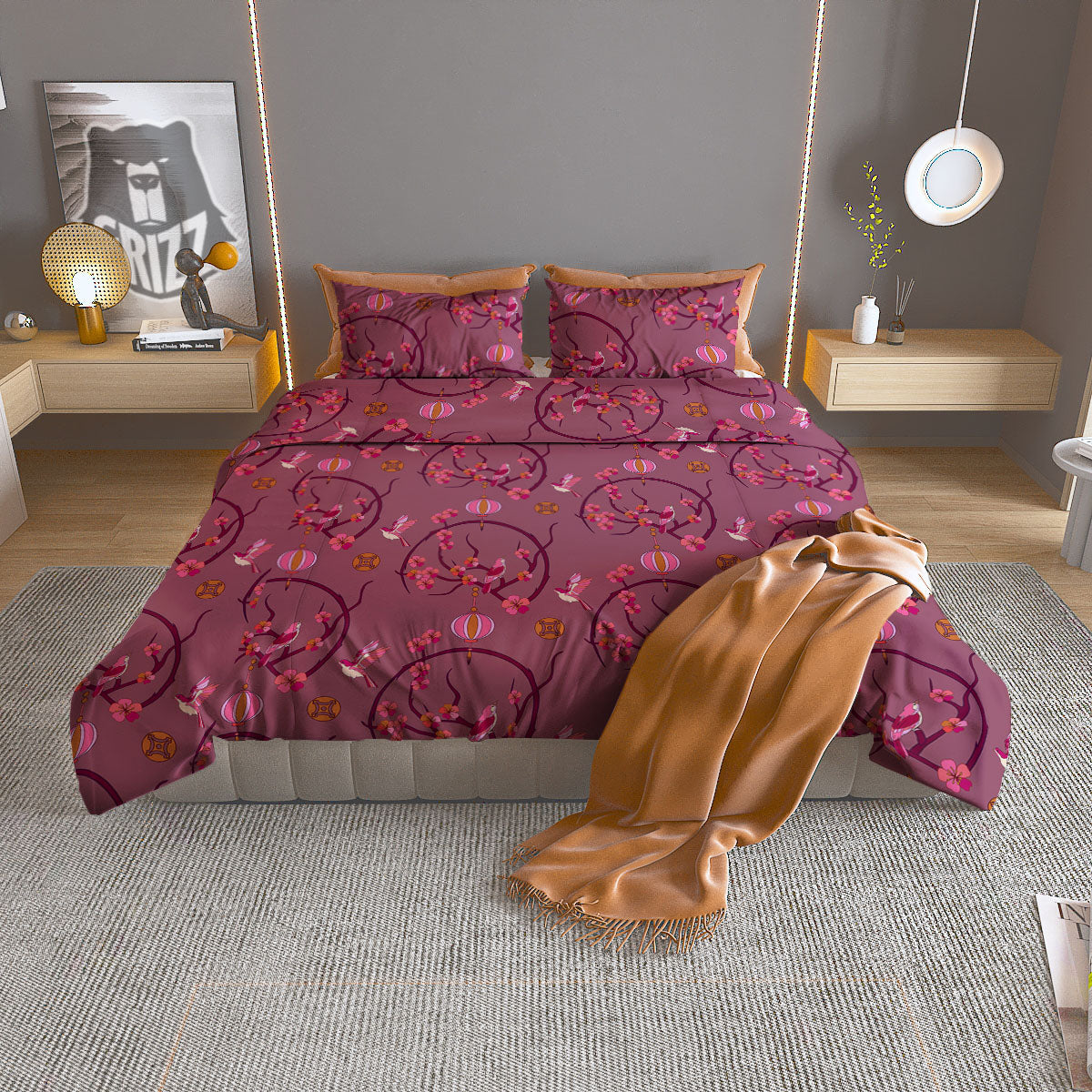 Japanese Vintage Print Pattern Duvet Cover Bedding Set