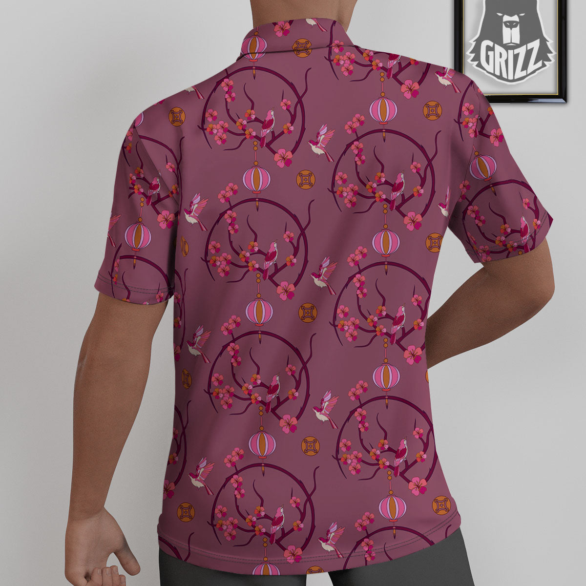 Japanese Lantern Pink Print Pattern Untucked Shirts-grizzshop