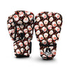 Japanese Maneki Neko And Black Print Pattern Boxing Gloves-grizzshop