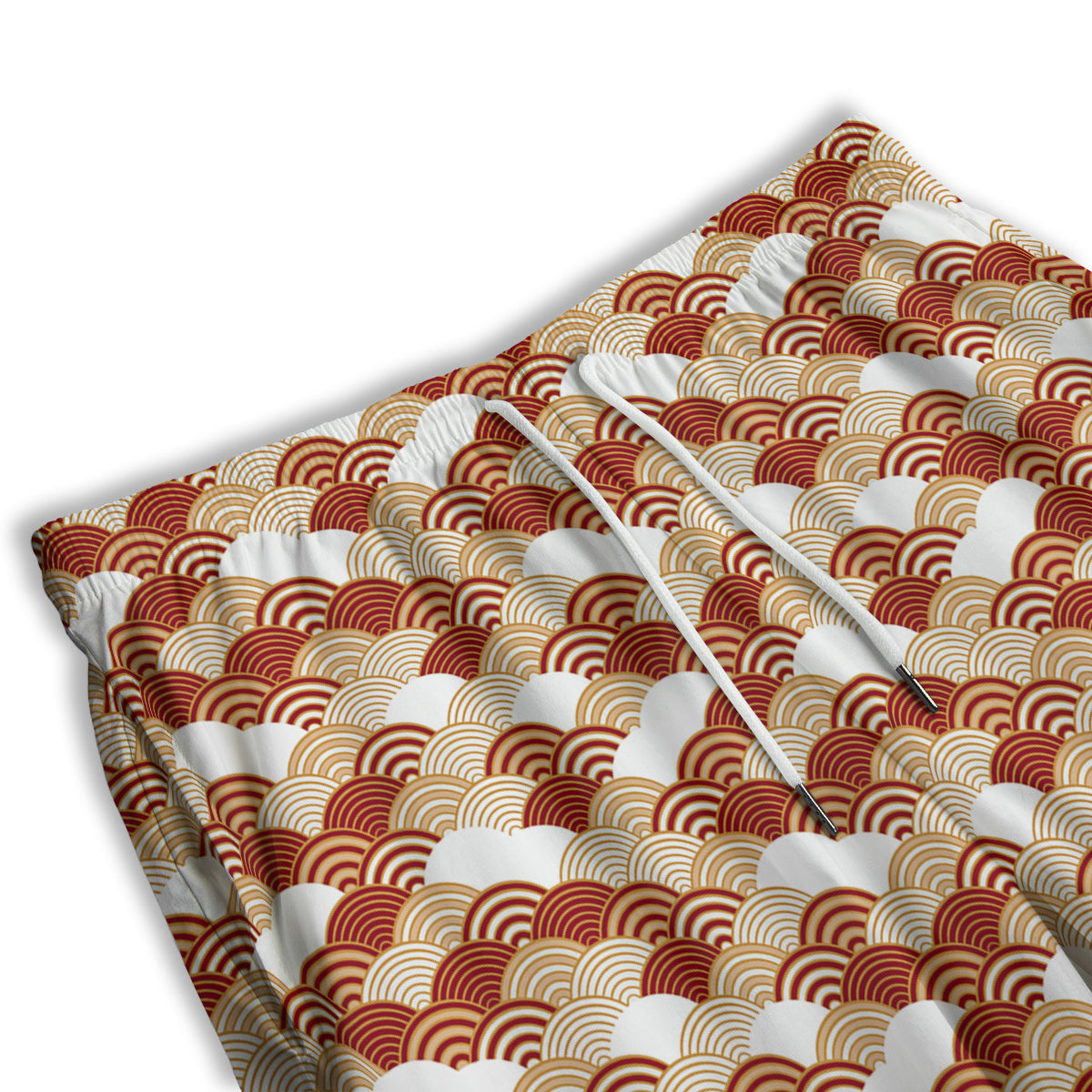 Japanese Red And Beige Print Pattern Men's Athletic Shorts