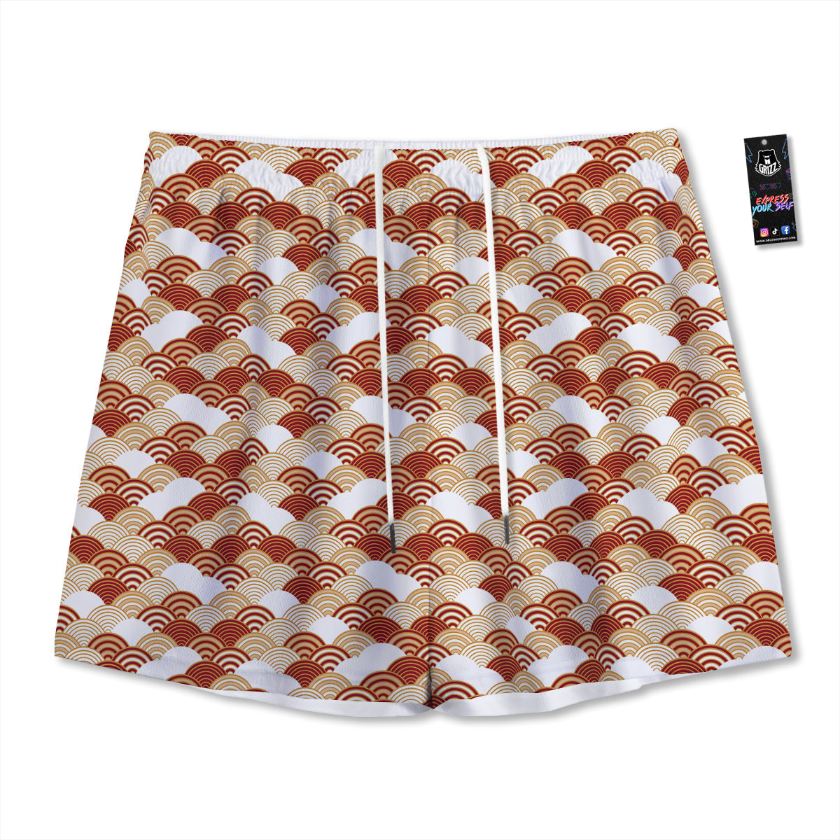 Libra Sign Black And Gold Print Mesh Shorts