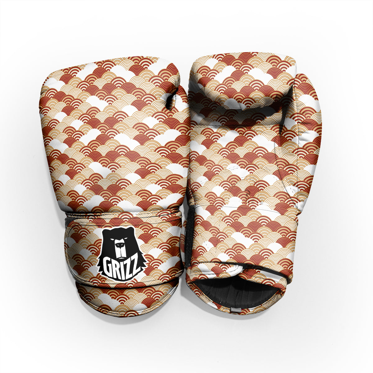 Japanese Red And Beige Print Pattern Pro Boxing Glove