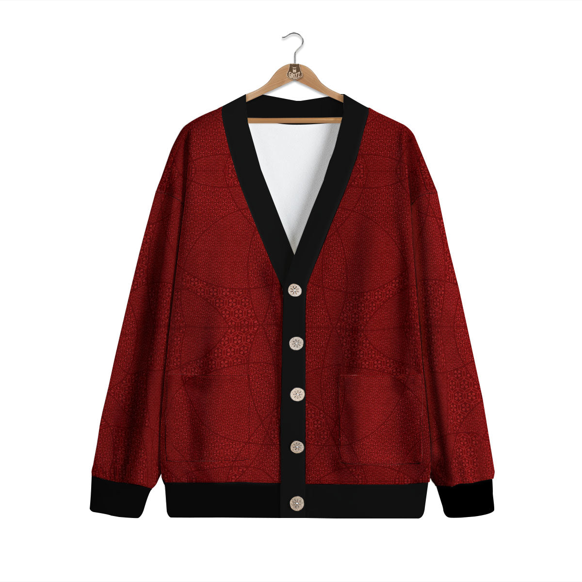 Japanese Red Print Pattern Cardigan-grizzshop