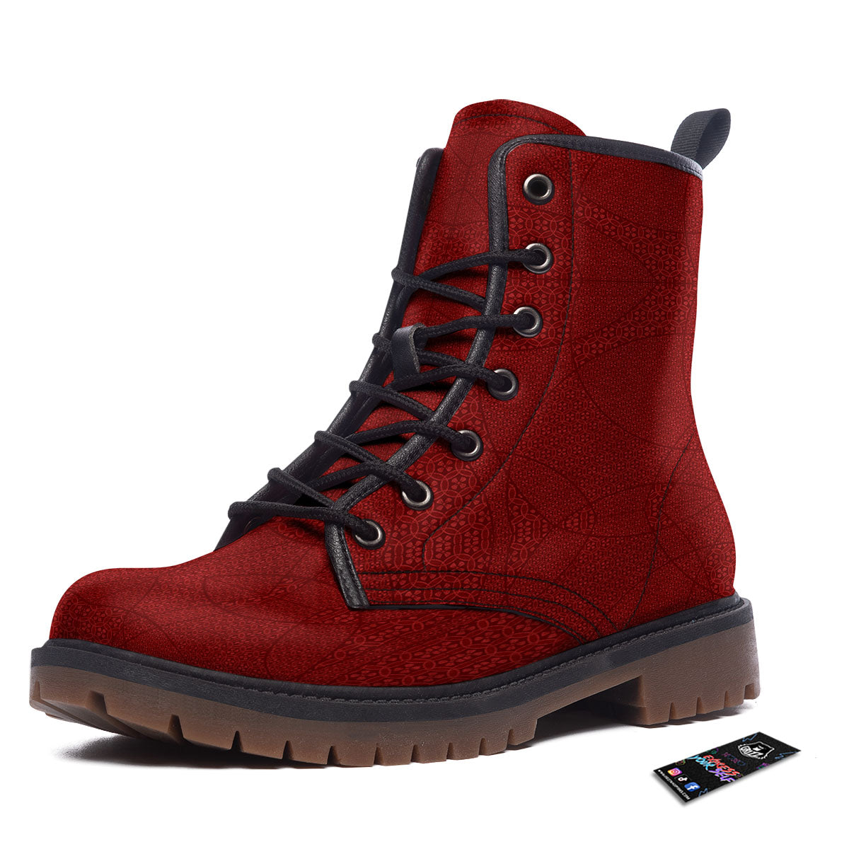 Japanese Red Print Pattern Work Boots-grizzshop