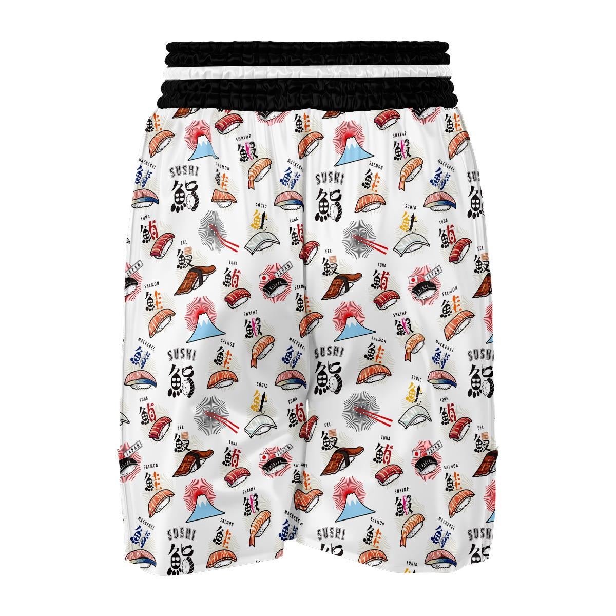 Japanese Sushi Kawaii Pattern Print Boxing Shorts-grizzshop