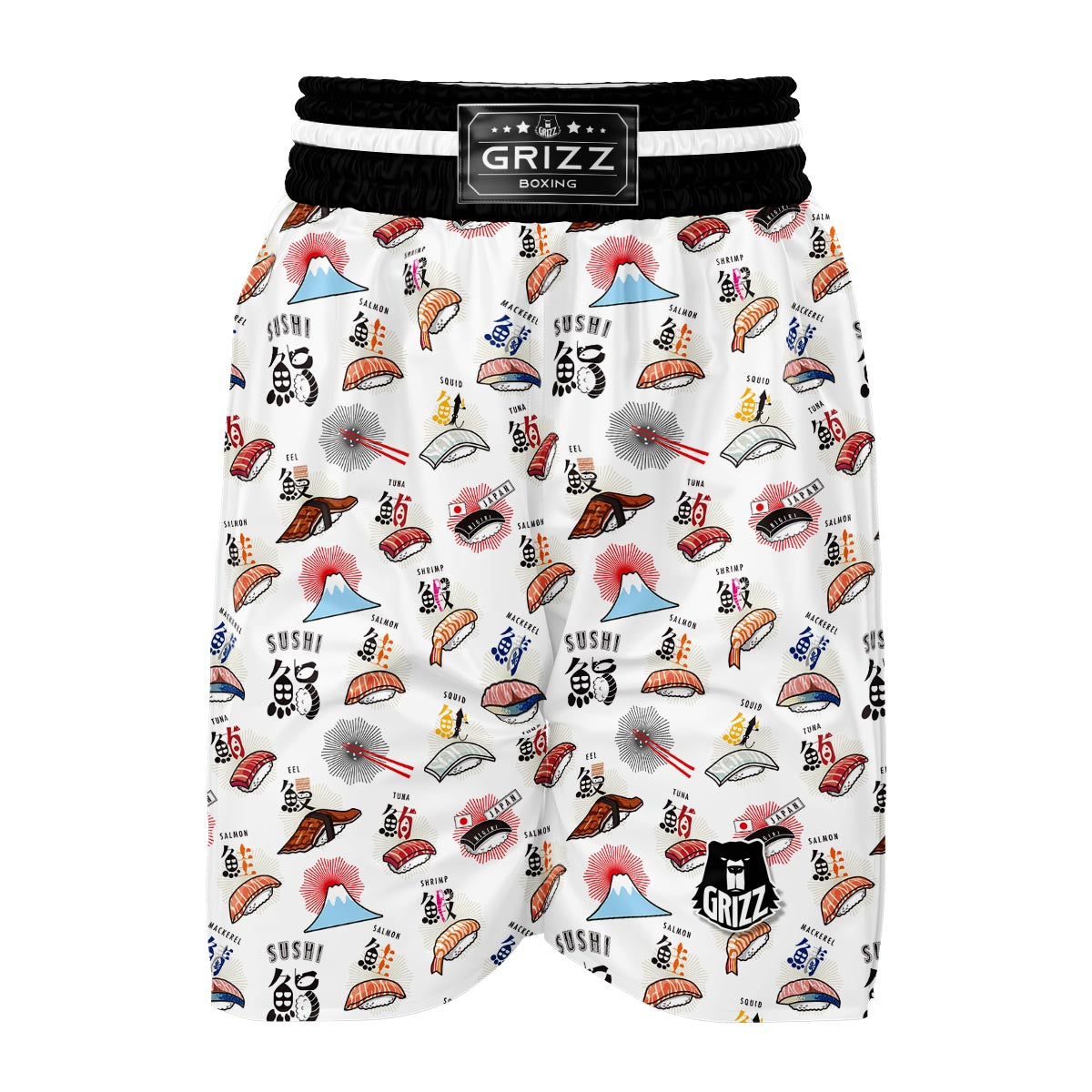 Japanese Sushi Kawaii Pattern Print Boxing Shorts-grizzshop