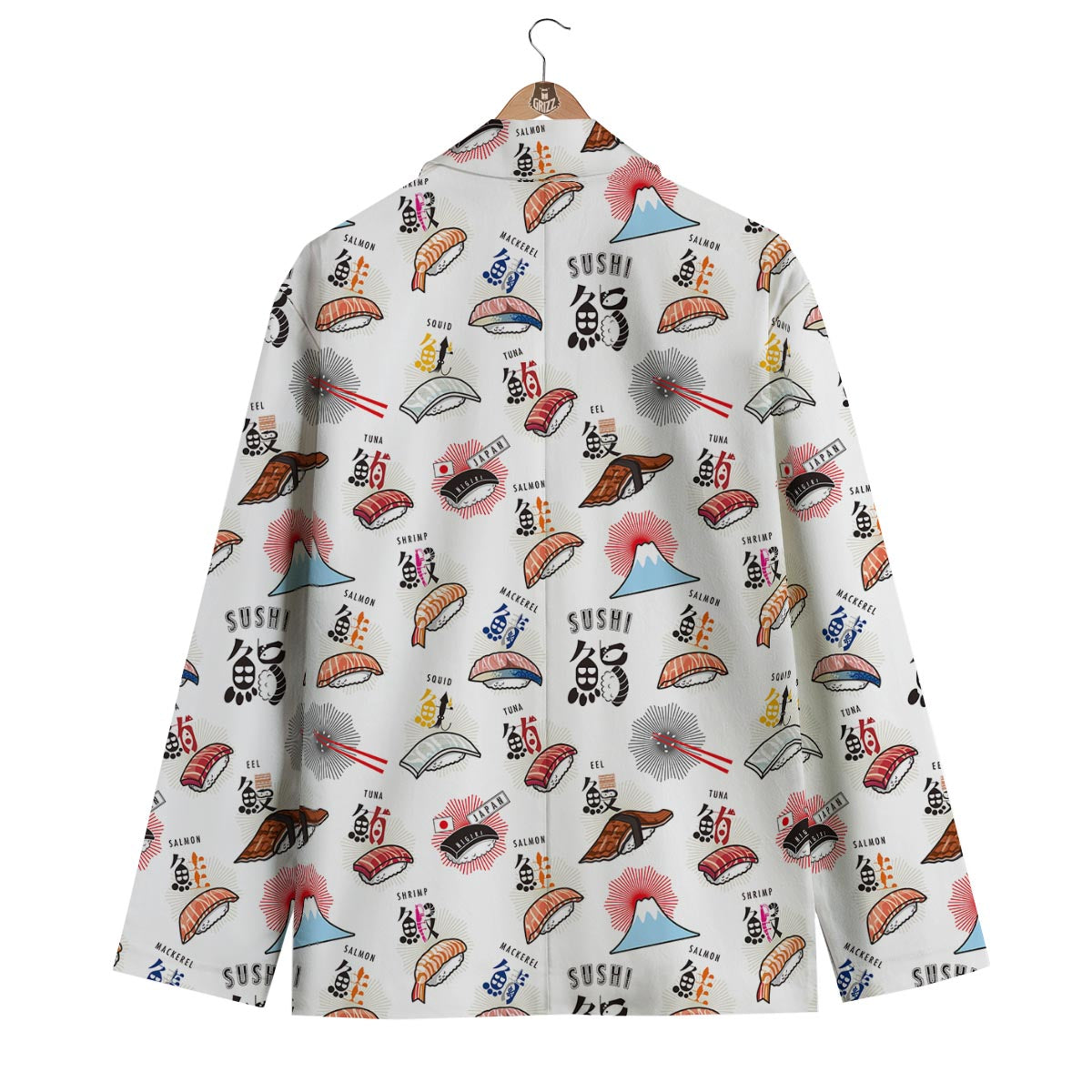 Japanese Sushi Kawaii Pattern Print Men's Blazer-grizzshop