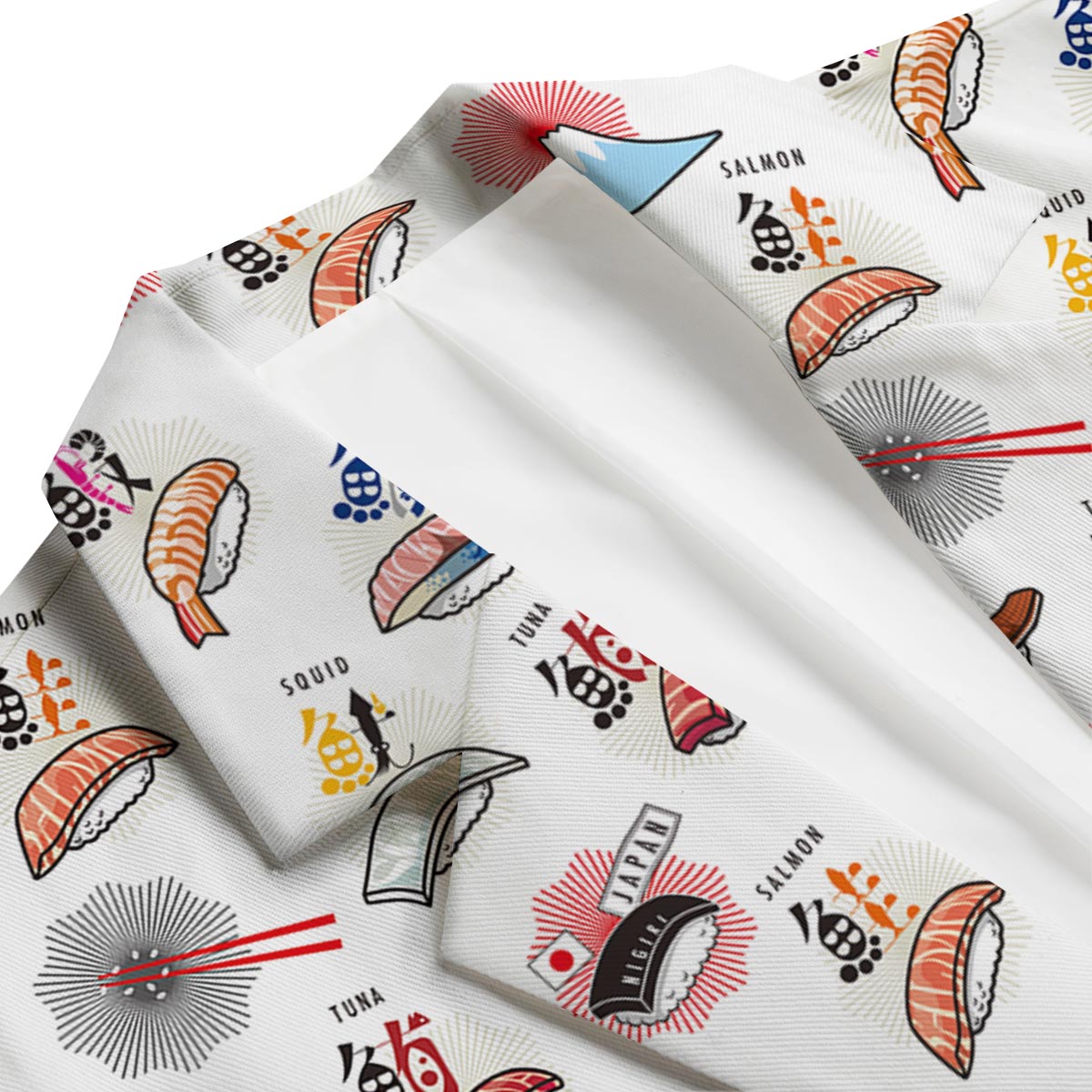 Japanese Sushi Kawaii Pattern Print Men's Blazer-grizzshop