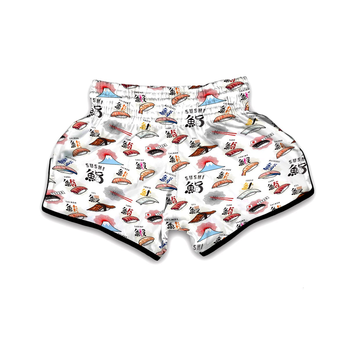 Japanese Sushi Kawaii Pattern Print Muay Thai Boxing Shorts-grizzshop
