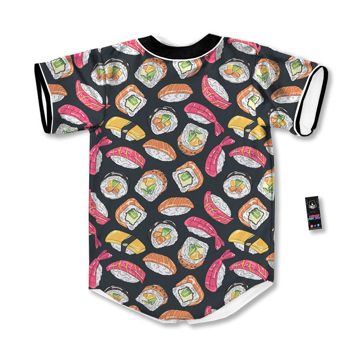 Japanese Sushi Print Pattern Baseball Jersey-grizzshop