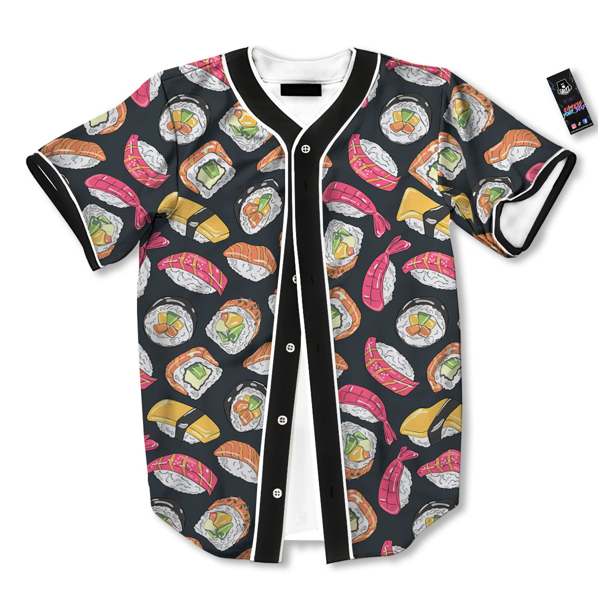 Japanese Sushi Print Pattern Baseball Jersey-grizzshop
