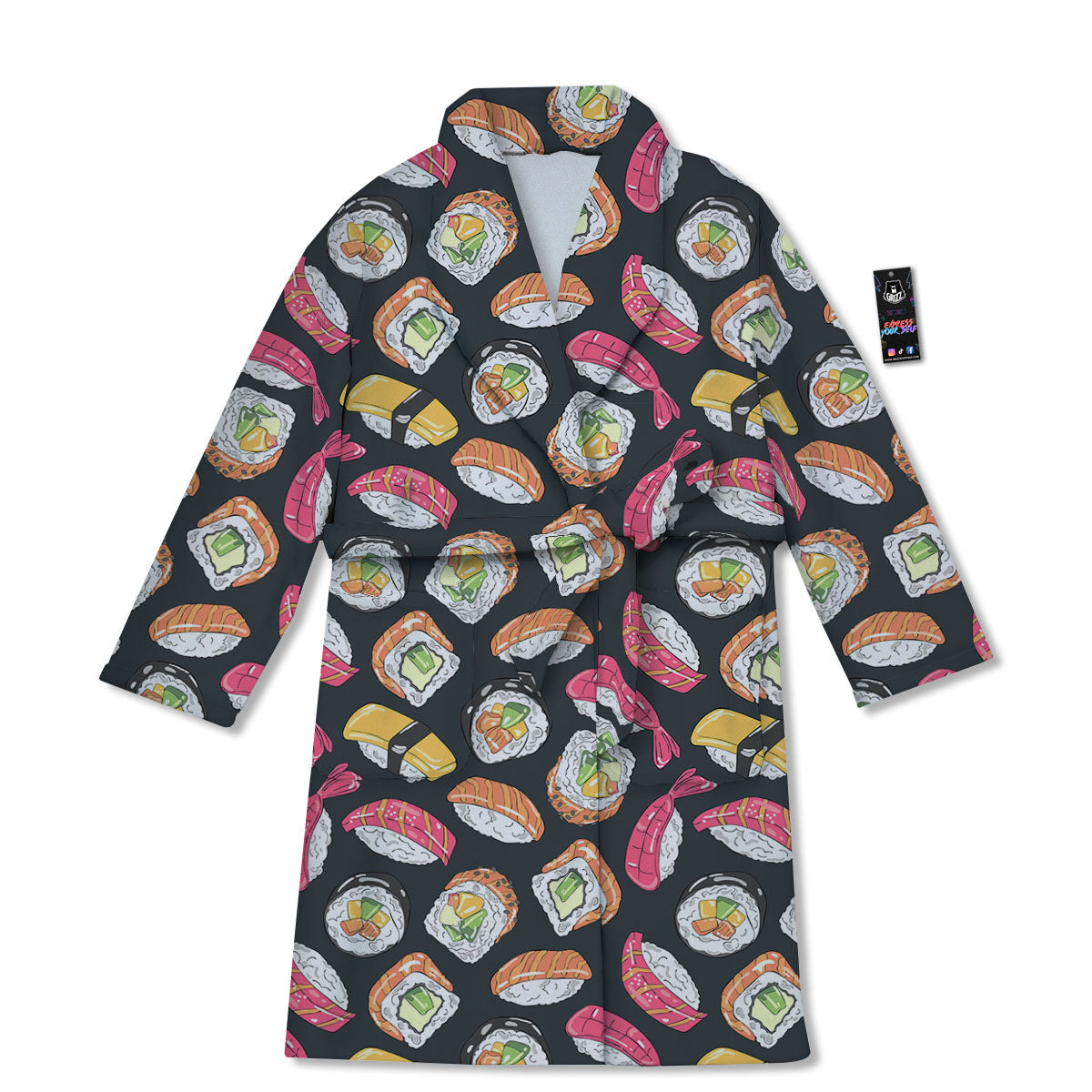 Japanese Sushi Print Pattern Bathrobe-grizzshop