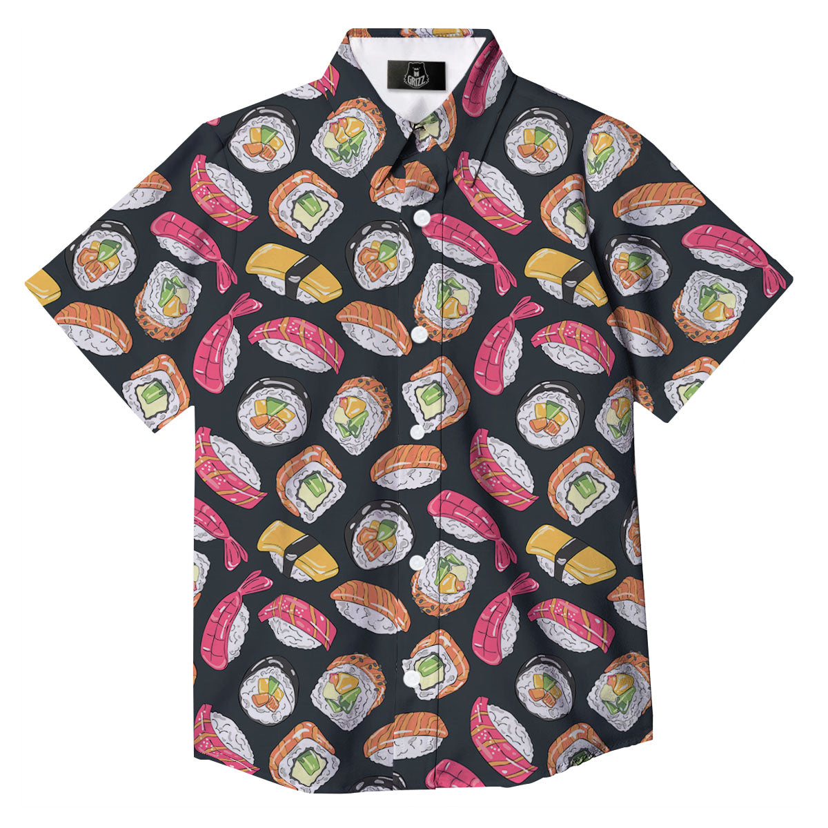 Japanese Sushi Print Pattern Button Up Shirt-grizzshop