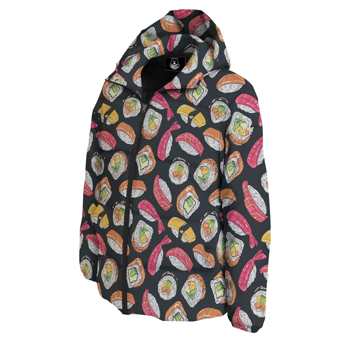 Japanese Sushi Print Pattern Down Jacket-grizzshop