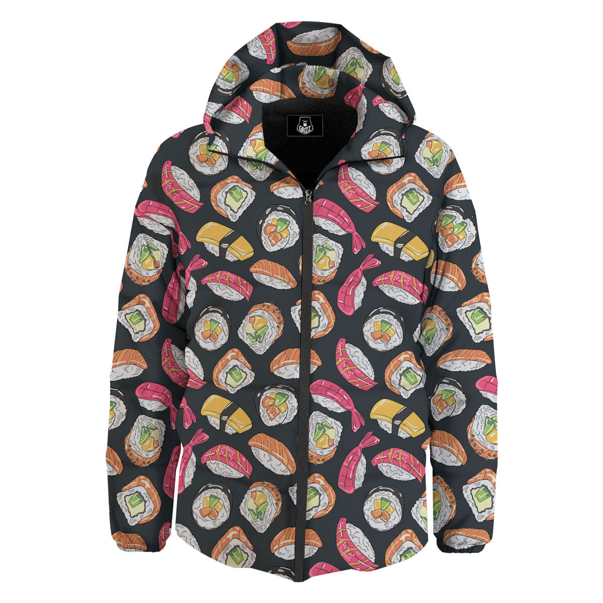 Japanese Sushi Print Pattern Down Jacket-grizzshop