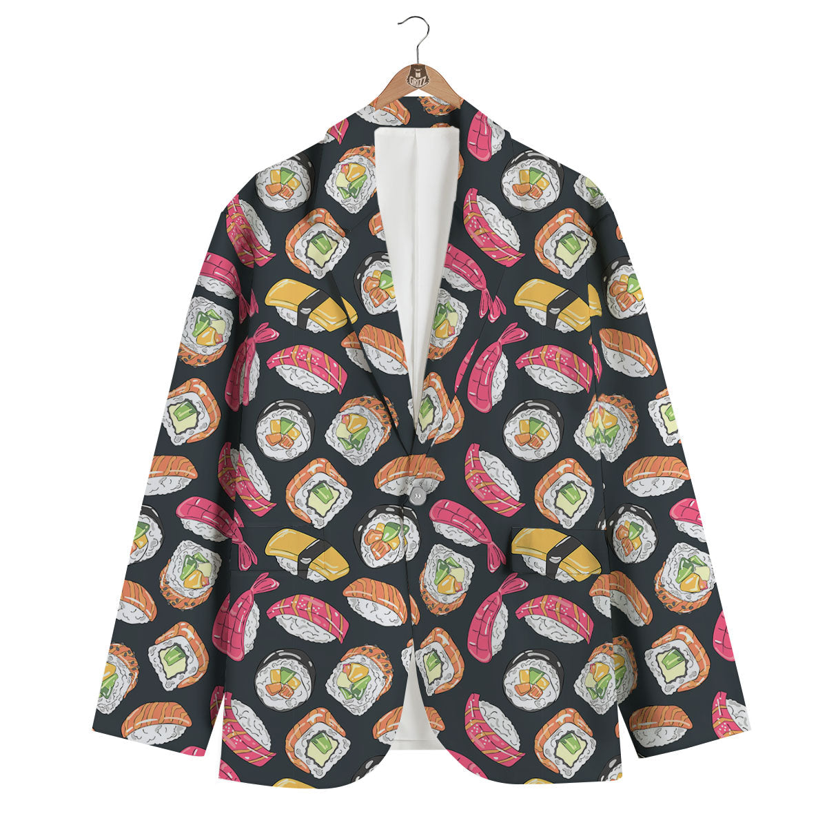 Japanese Sushi Print Pattern Men's Blazer-grizzshop