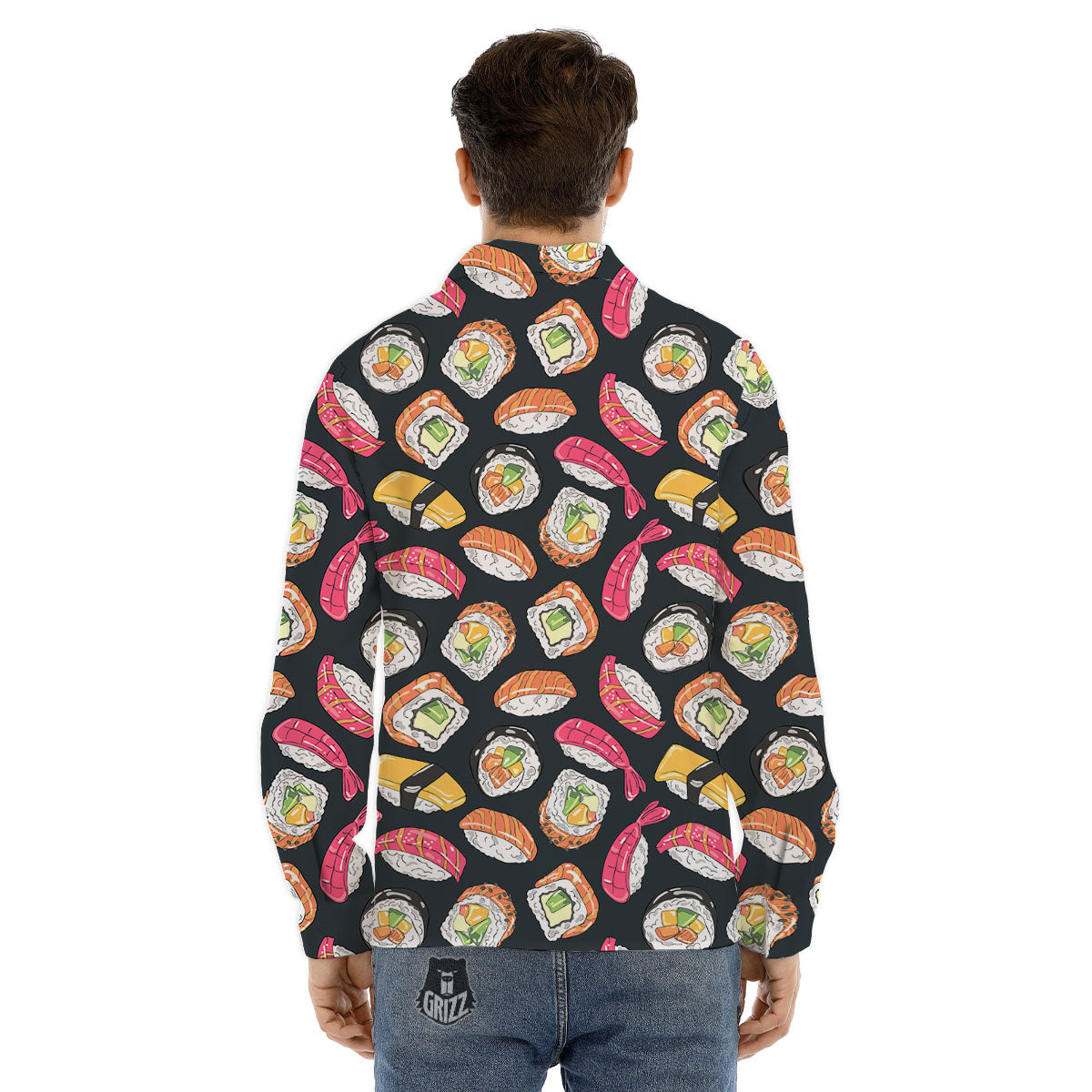 Japanese Sushi Print Pattern Men's Dress Shirts-grizzshop