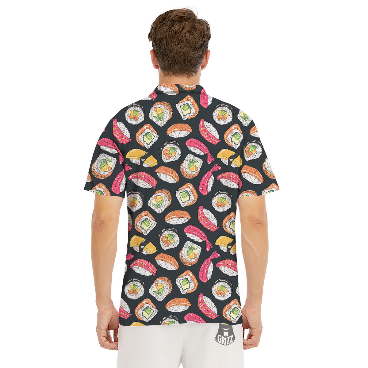 Japanese Sushi Print Pattern Men's Golf Shirts-grizzshop
