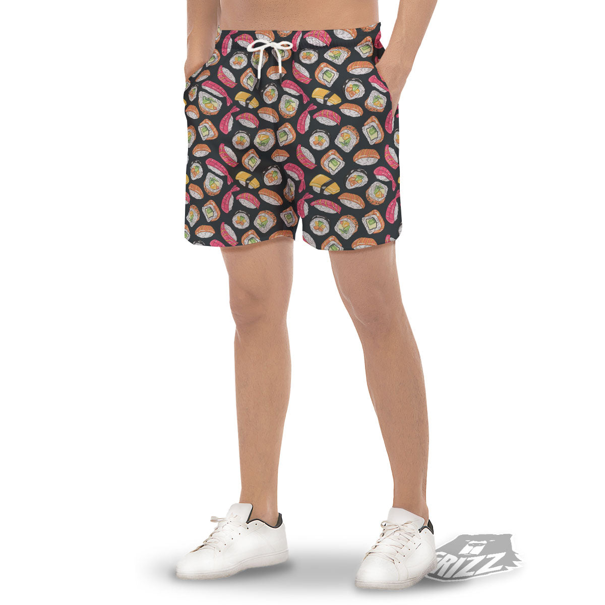 Japanese Sushi Print Pattern Men's Gym Shorts-grizzshop