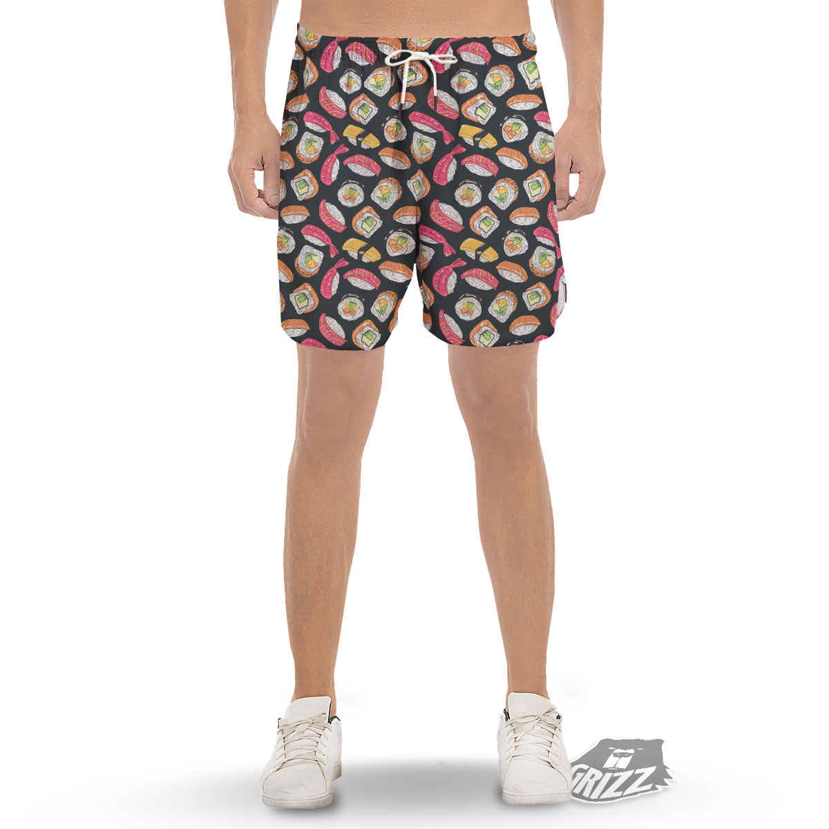 Japanese Sushi Print Pattern Men's Gym Shorts-grizzshop