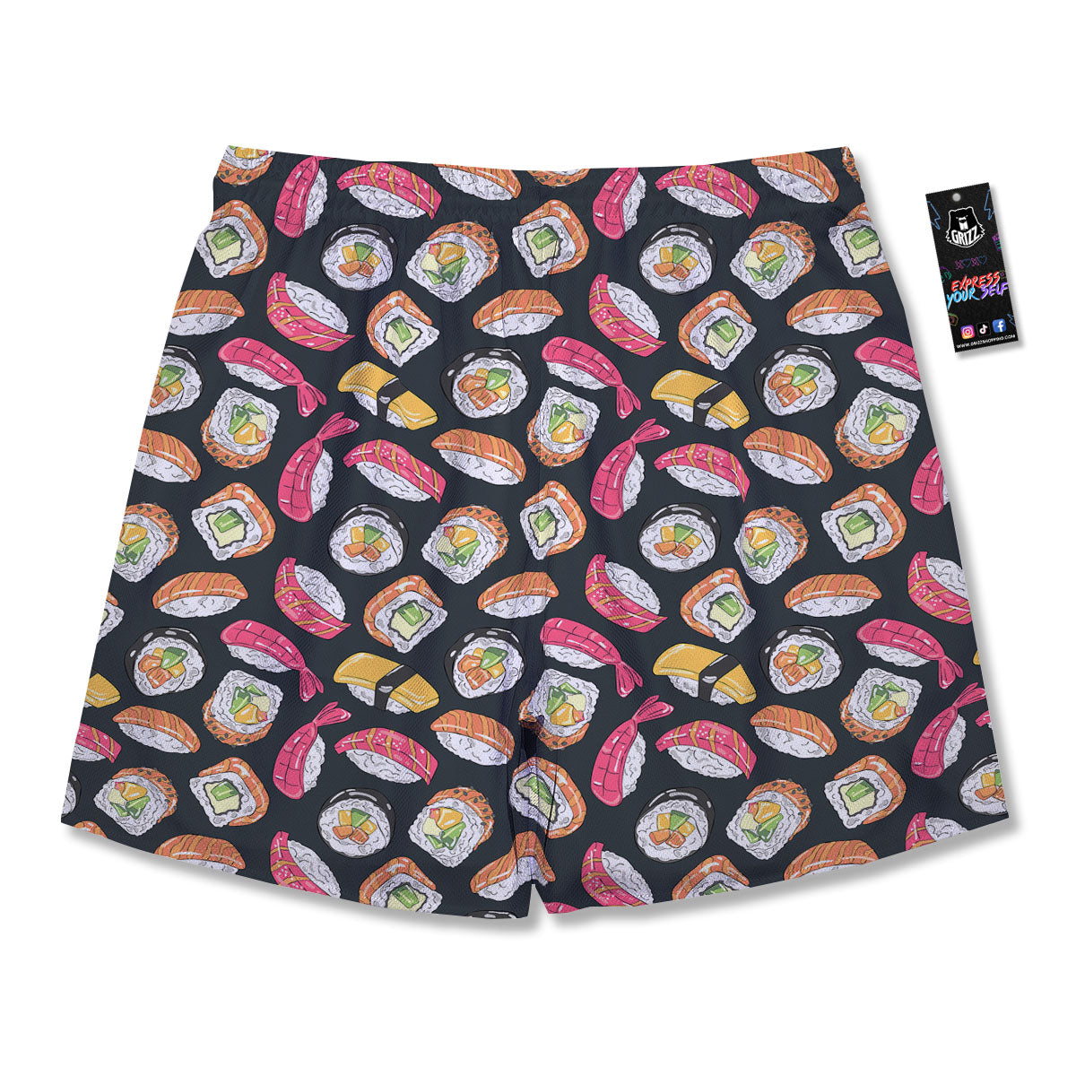 Japanese Sushi Print Pattern Men's Running Shorts-grizzshop