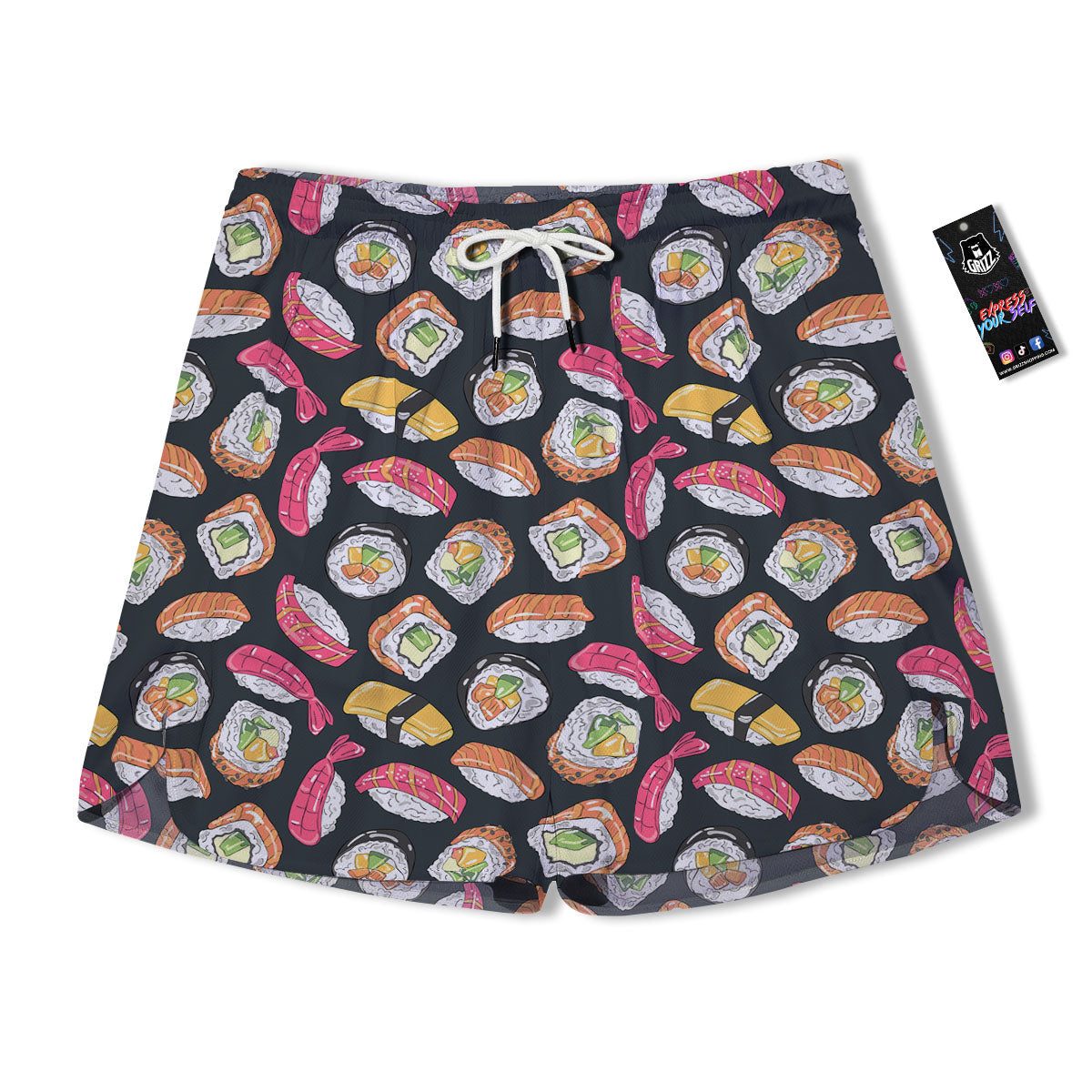 Japanese Sushi Print Pattern Men's Running Shorts-grizzshop