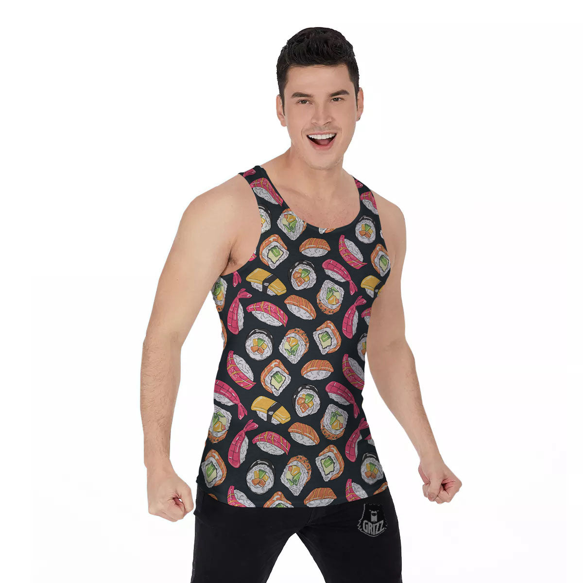 Japanese Sushi Print Pattern Men's Tank Top-grizzshop