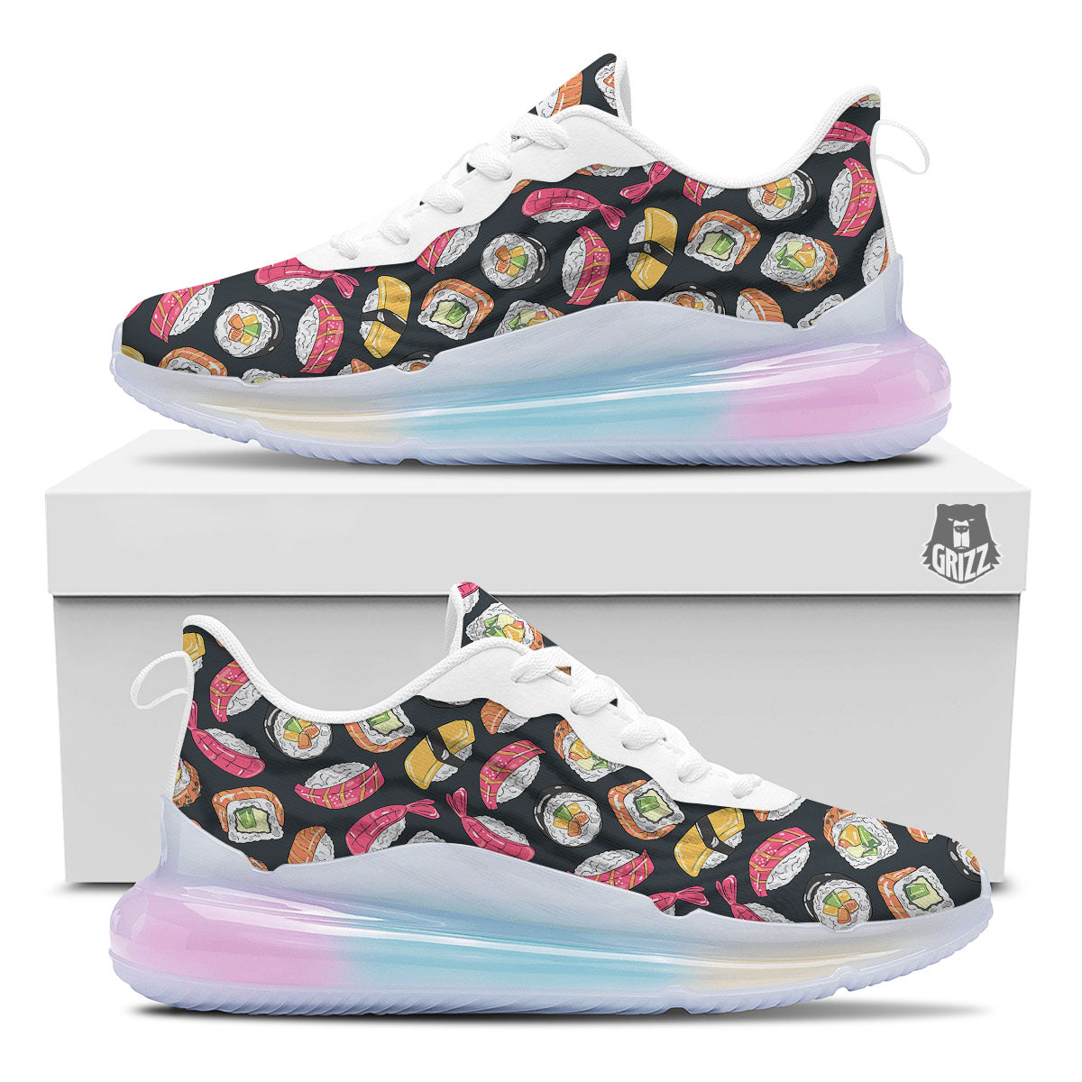 Japanese Sushi Print Pattern Running Sneakers-grizzshop
