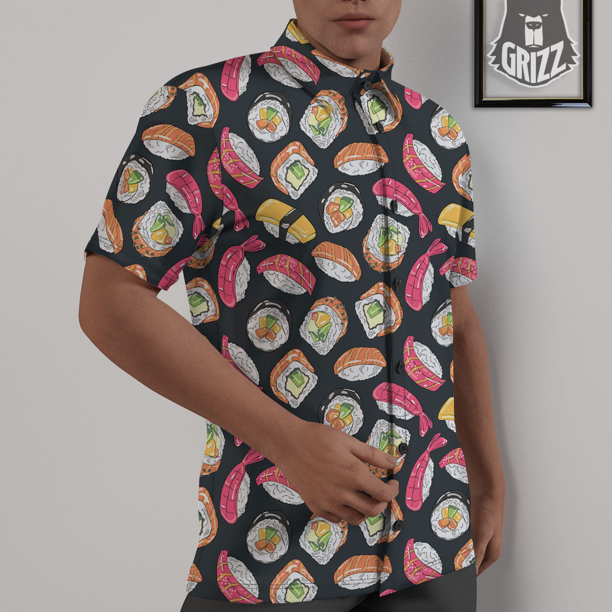 Japanese Sushi Print Pattern Untucked Shirts-grizzshop