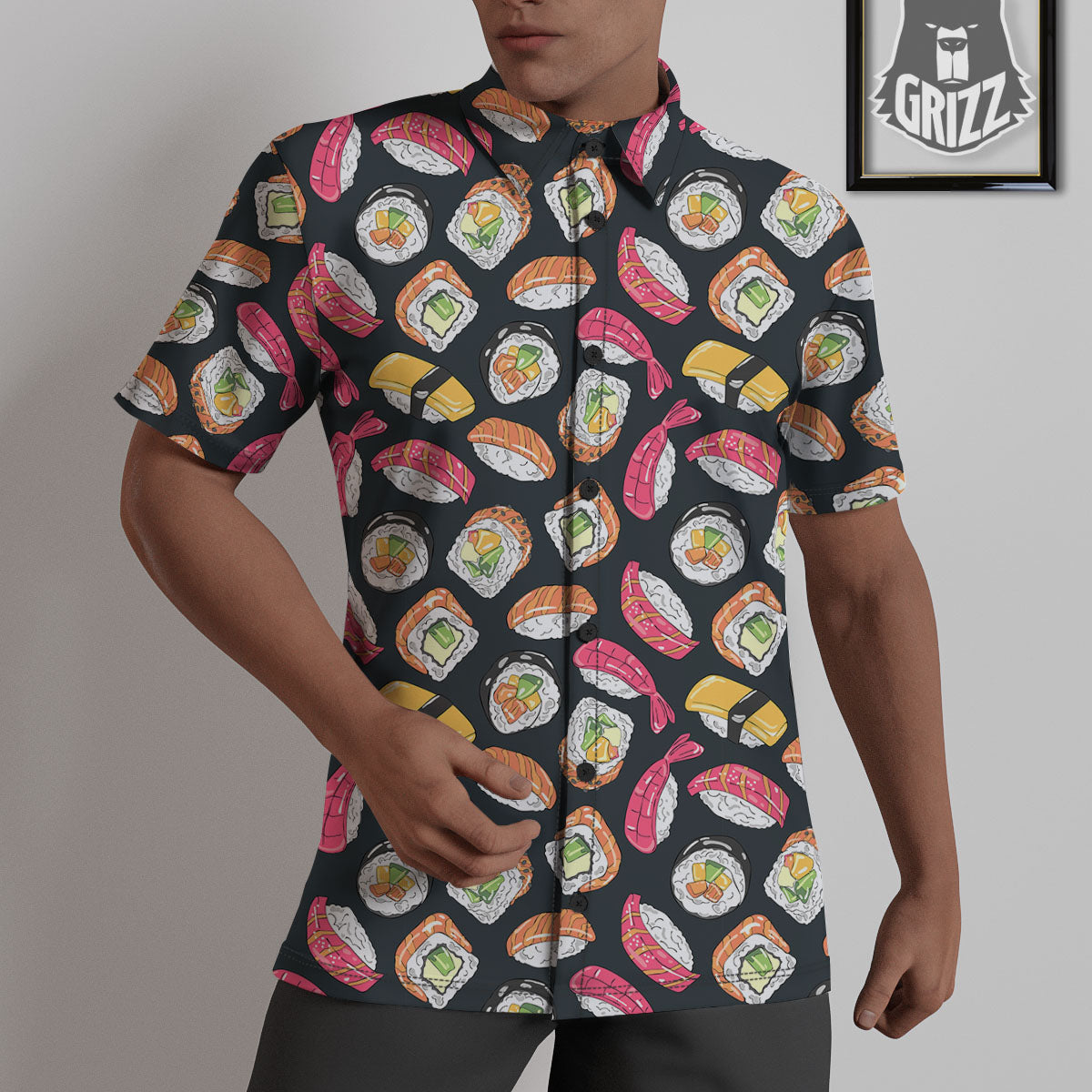 Japanese Sushi Print Pattern Untucked Shirts-grizzshop