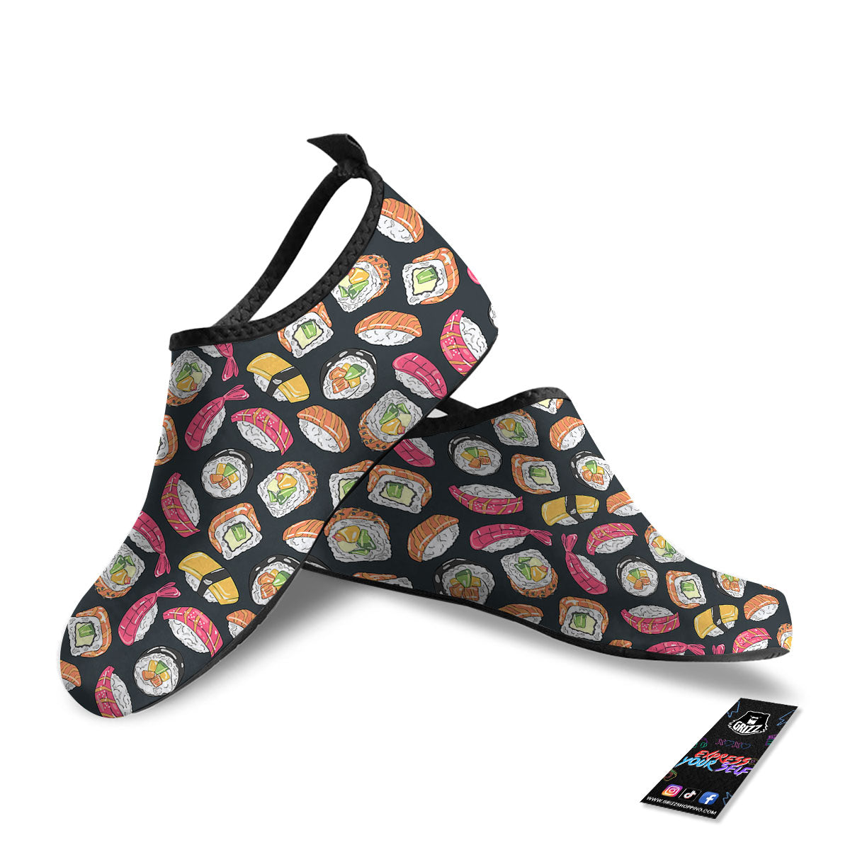 Japanese Sushi Print Pattern Water Shoes-grizzshop