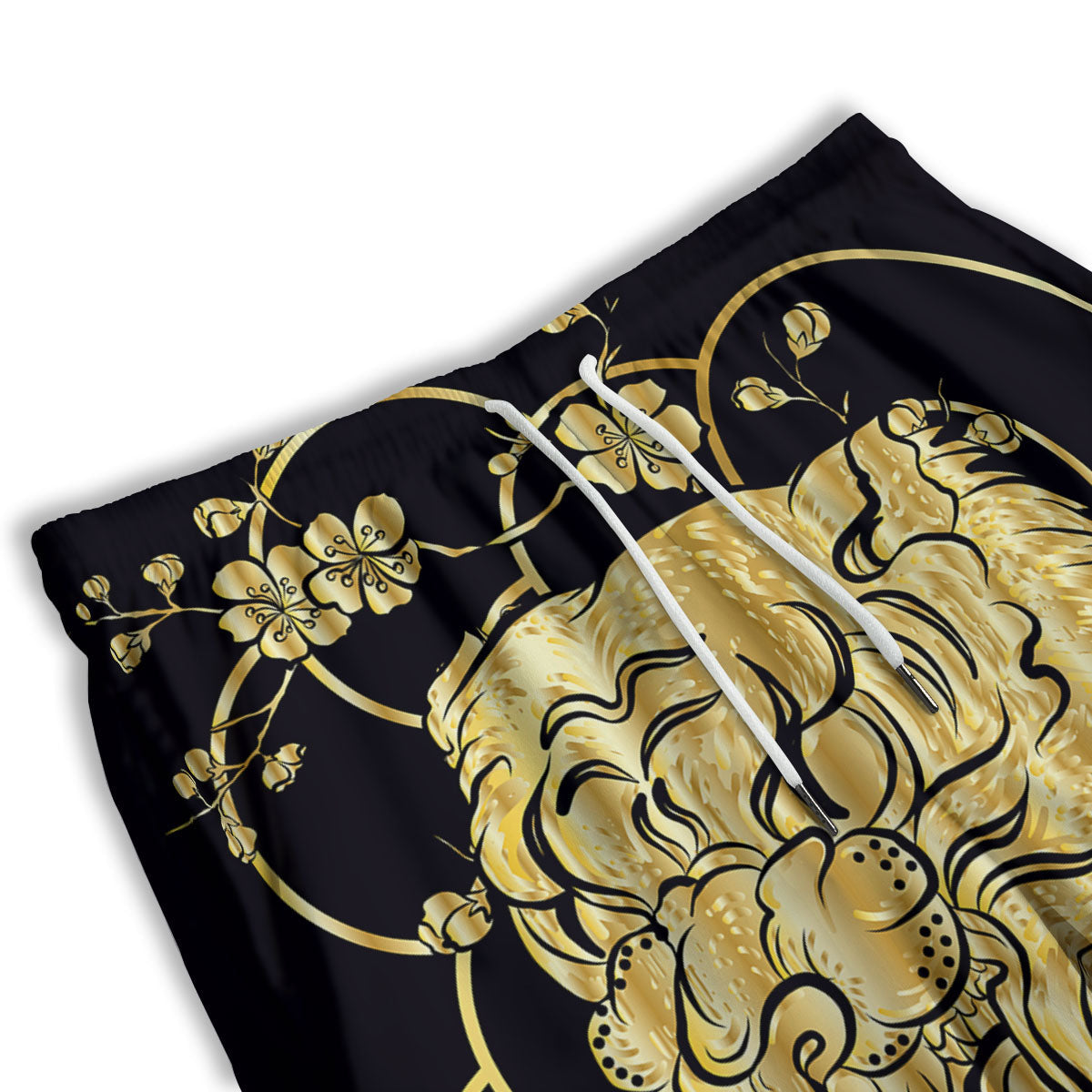 Japanese Tiger Gold And Black Print Men's Athletic Shorts