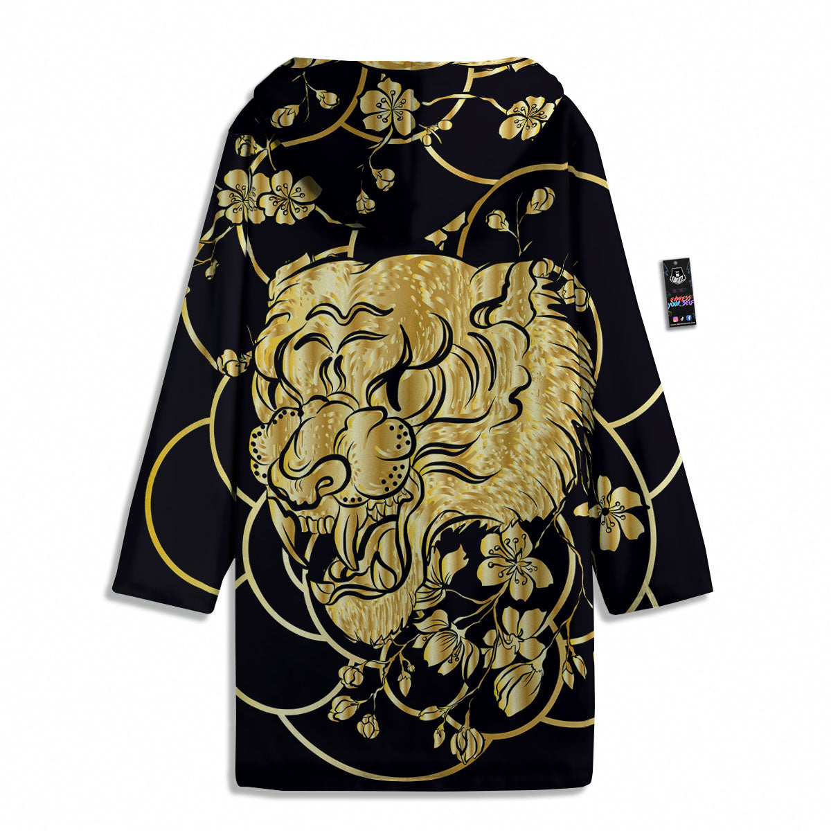 Japanese Tiger Gold And Black Print Men's Windbreaker Jacket-grizzshop